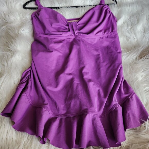 Lands End Underwire Tankini Tank Swim Top‎ Womens Sz 10 Ruffles Rouched - Picture 4 of 12